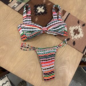 Montce Large Met Stripe Hayden Top and Brasil Bottoms Multicolor Bikini Set